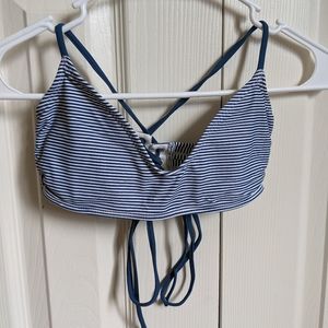 Blue & white striped bikini top